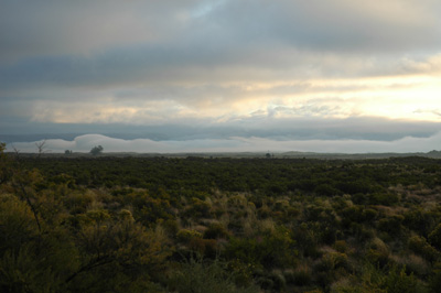 001 - morning fog - Great Sand Dunes from San Luis Lake